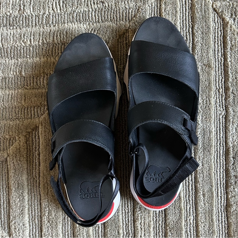 Sorel Black and Red Sandals